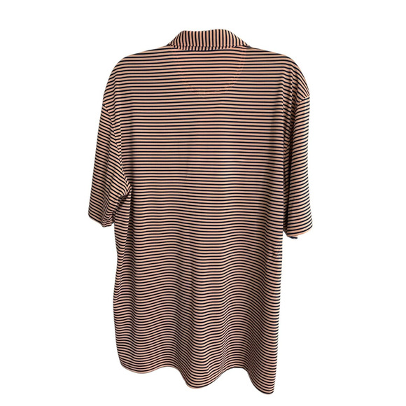 Greg Norman XL PlayDry Peach Navy Striped Polo Shirt Moisture Wicking Golf - Picture 2 of 9